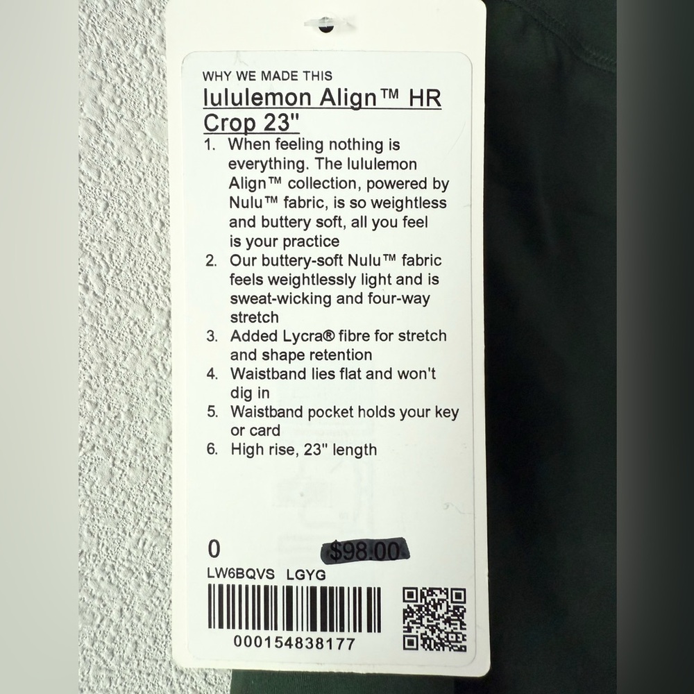LULULEMON Align HR Crop 23” Size 0 | Rainforest Green | Nulu Buttery Soft NWT - Picture 6 of 16